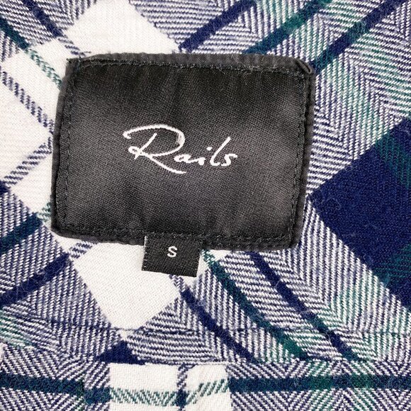 🦋 RAILS Hunter Button Up Plaid Flannel Navy Forest Size Small - Picture 4 of 8
